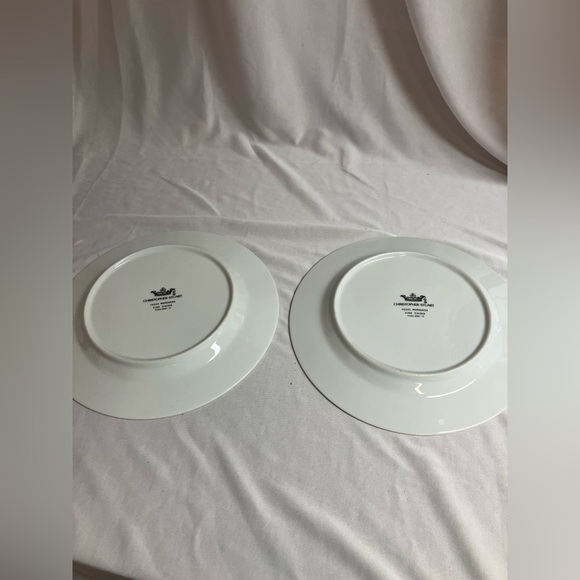 Elegant White Dinner Plates with Blue and Gold Accents - Picture 5 of 6